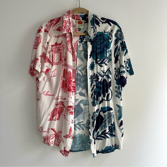 Farm Rio Two Tone Graphic Shirt Medium - Picture 3 of 3